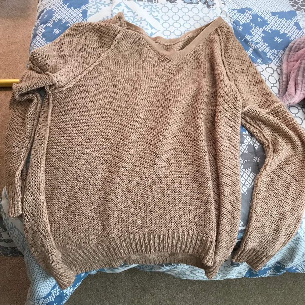 Tan cute inside out sweater
